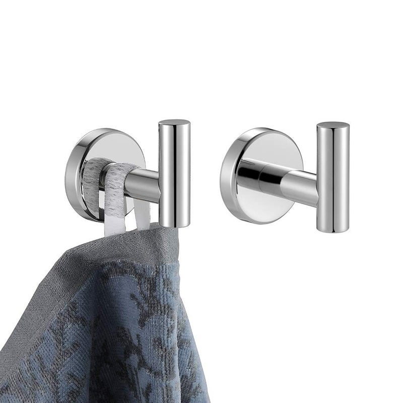 JQK Chrome Bathroom Towel Hook, 304 Stainless Steel Coat Robe Clothes Hook for Bathroom Kitchen Garage Wall Mounted (Pack of 2), TH100-CH-P2 - Image 1
